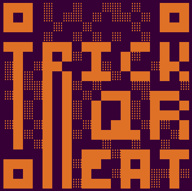 Logo for Trick QR Treat, styled to look like a QR code.